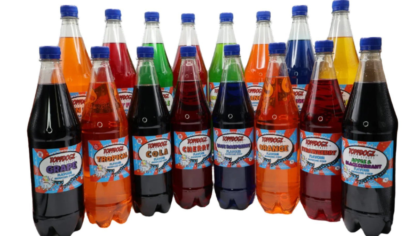 Snowcone syrup Top Up Pack - 12 x 1 litre Mix Case-200 x 6oz cones- 200 x spoon straws