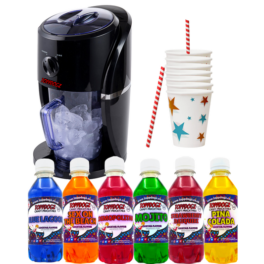 Home slushy machine home slush bar 6x250ml cocktail flavour mocktail syrups 20 party cups and 20 paper straws
