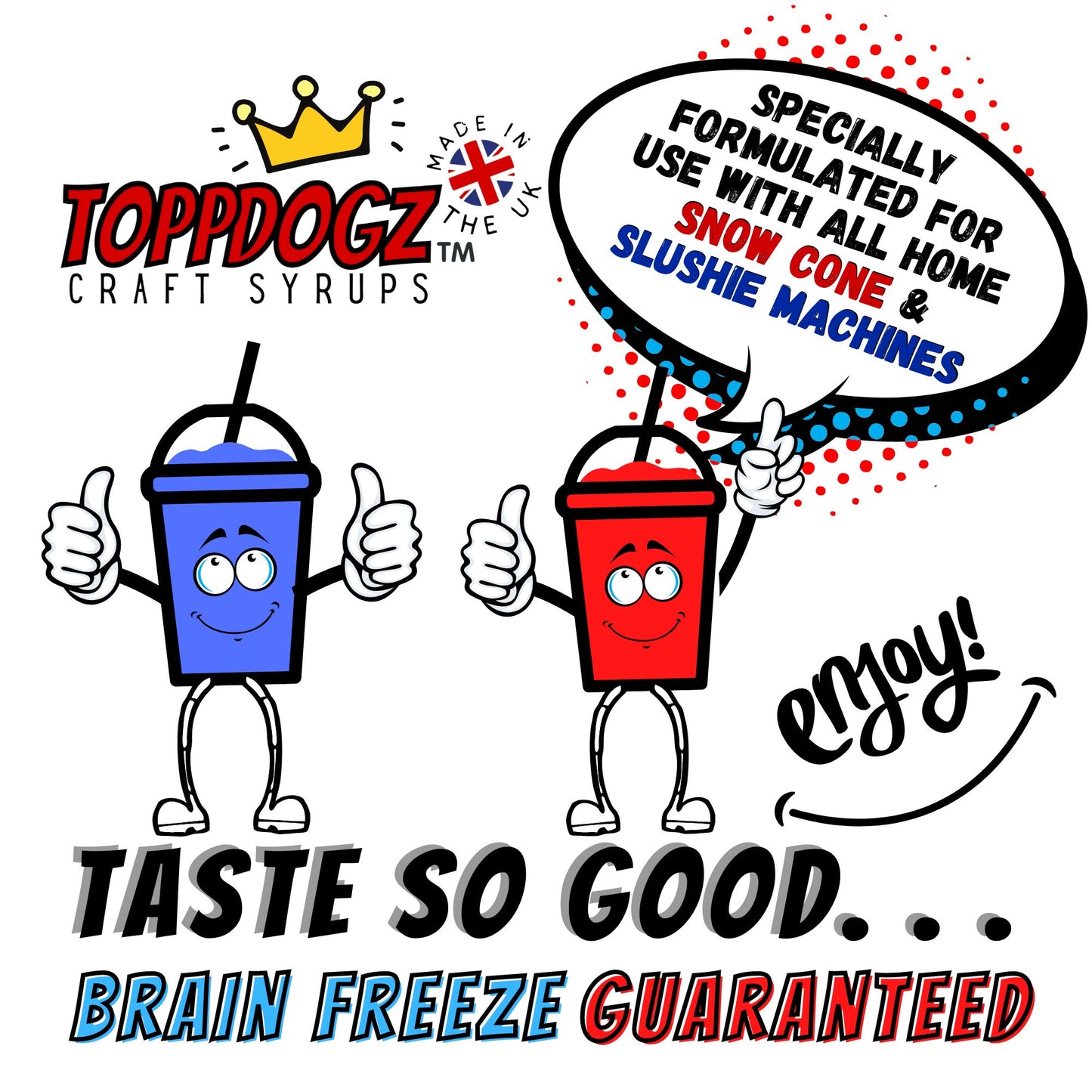 Home slush machine snow cone maker 6x250ml slushy syrups 20 slushie cups and 20 paper straws