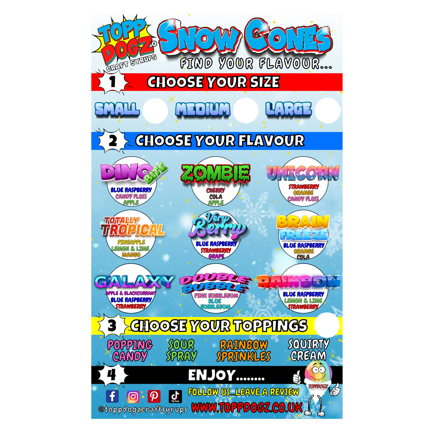 Branded peel- off sticker A2 Snow Cone Menu (Design 2)