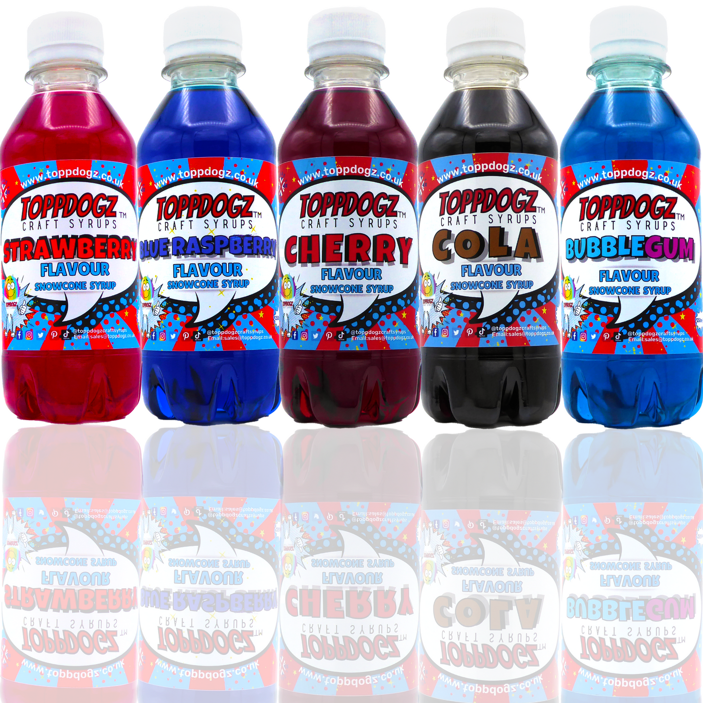Most popular flavour Snowcone Syrup gift Pack 5 x 250ml bottles