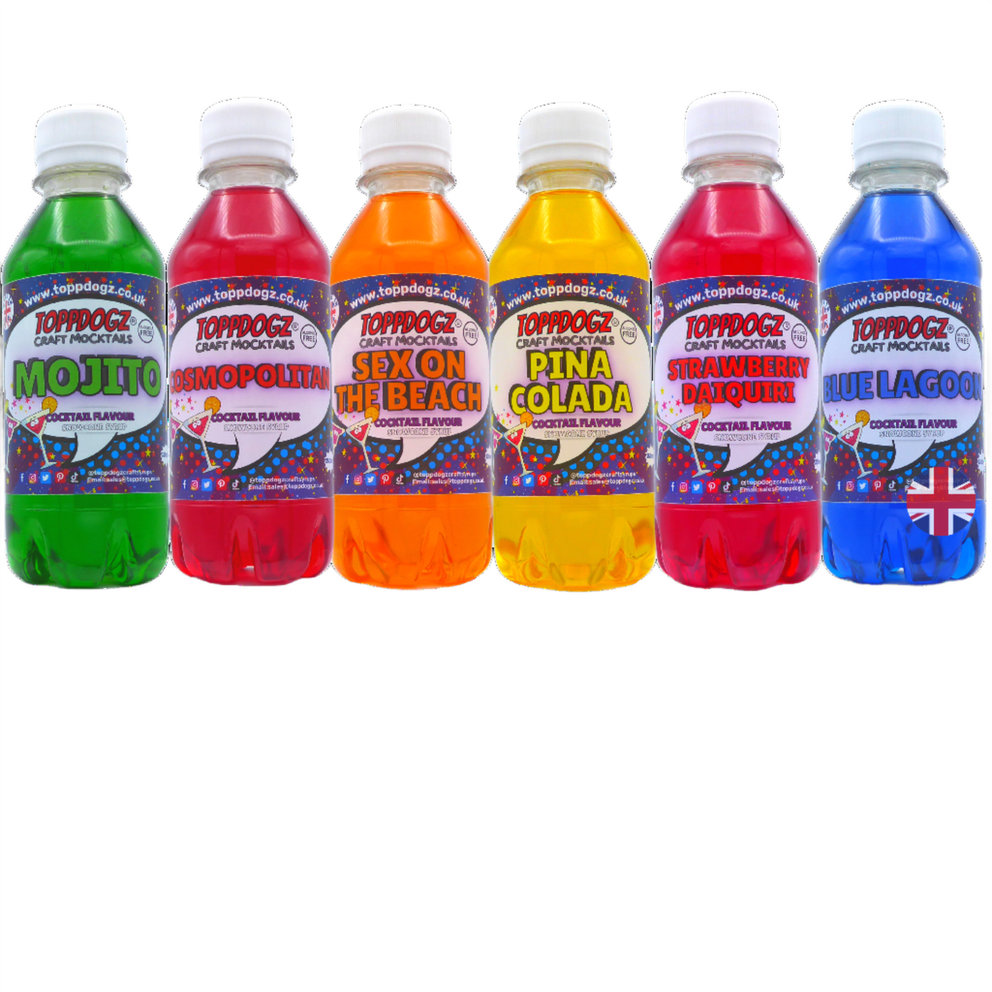 Cocktail flavour mocktail Snow cone Syrup 6 Pack