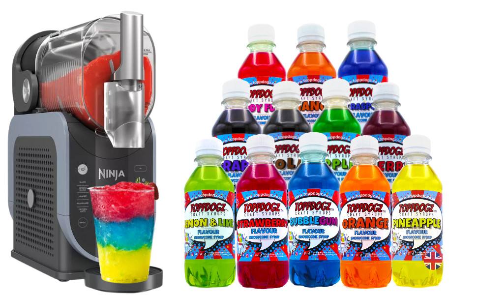 Glycerol Free Slush Syrup for Ninja Sushie and all home slushy machines Blue Raspberry, Strawberry & Cherry Slush Pack 3 x 500ml